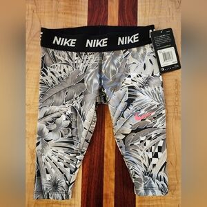 Nike Kids Black and Gray Tropical Leggings